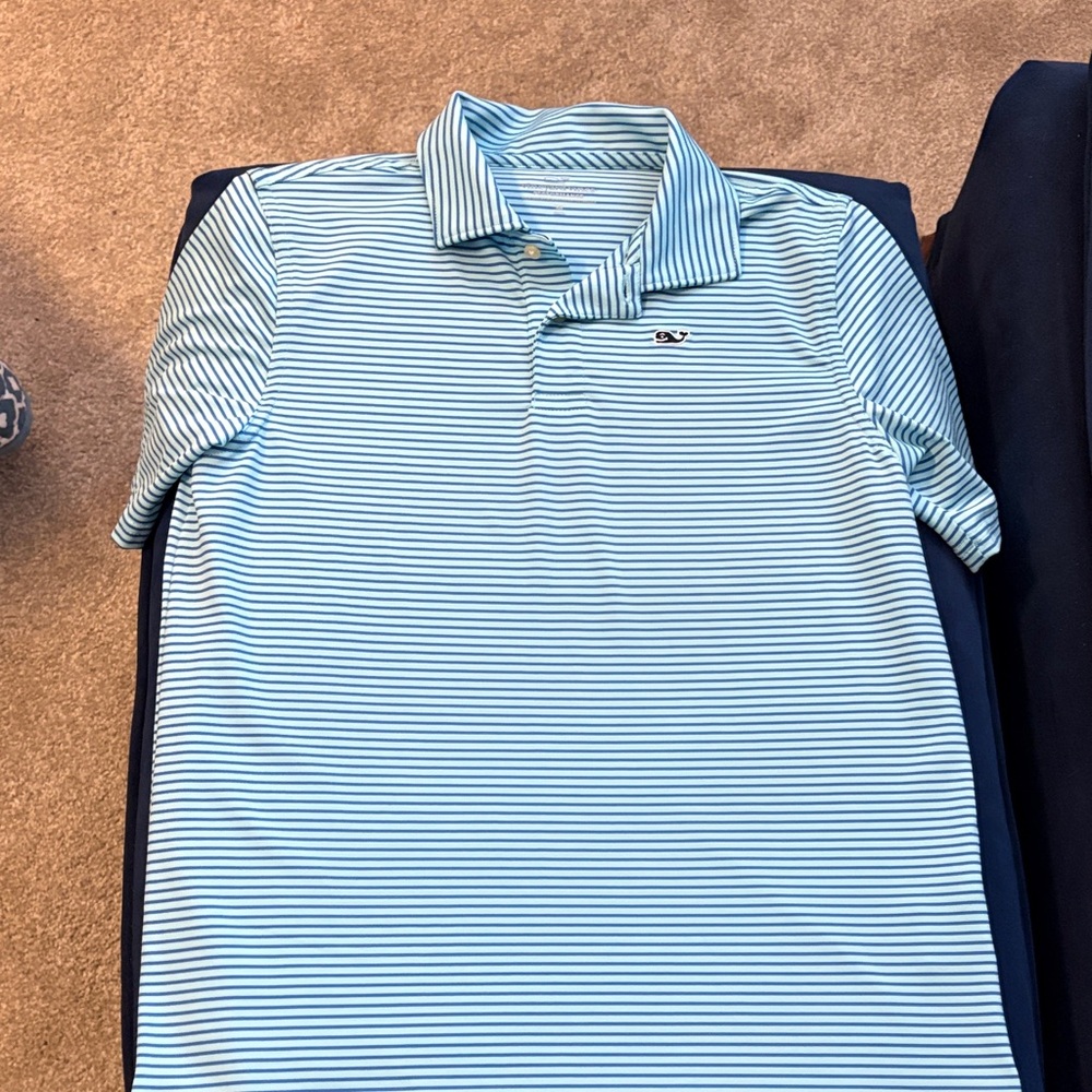 Vineyard Vines Boys Aqua Striped Polo